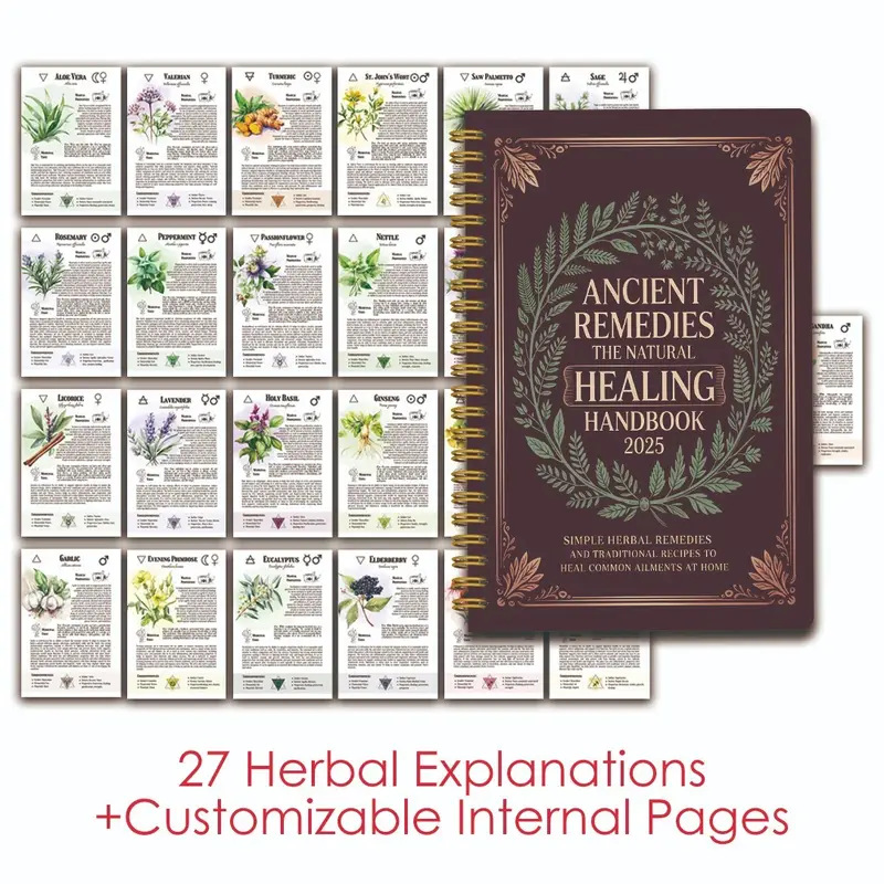 Health & Wellness Vector - Natural Remedies Handbuch mit antiken Heilen
